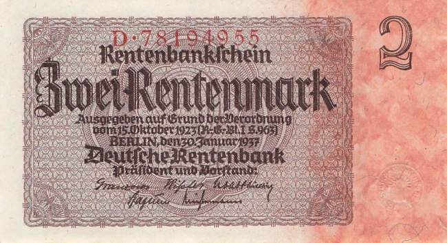 2 Rentenmark 1937